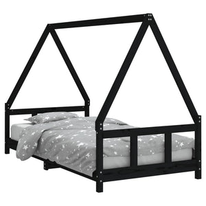 Barnesengeramme svart 90x190 cm heltre furu