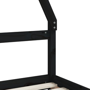 Barnesengeramme med skuffer svart 90x190 cm heltre furu