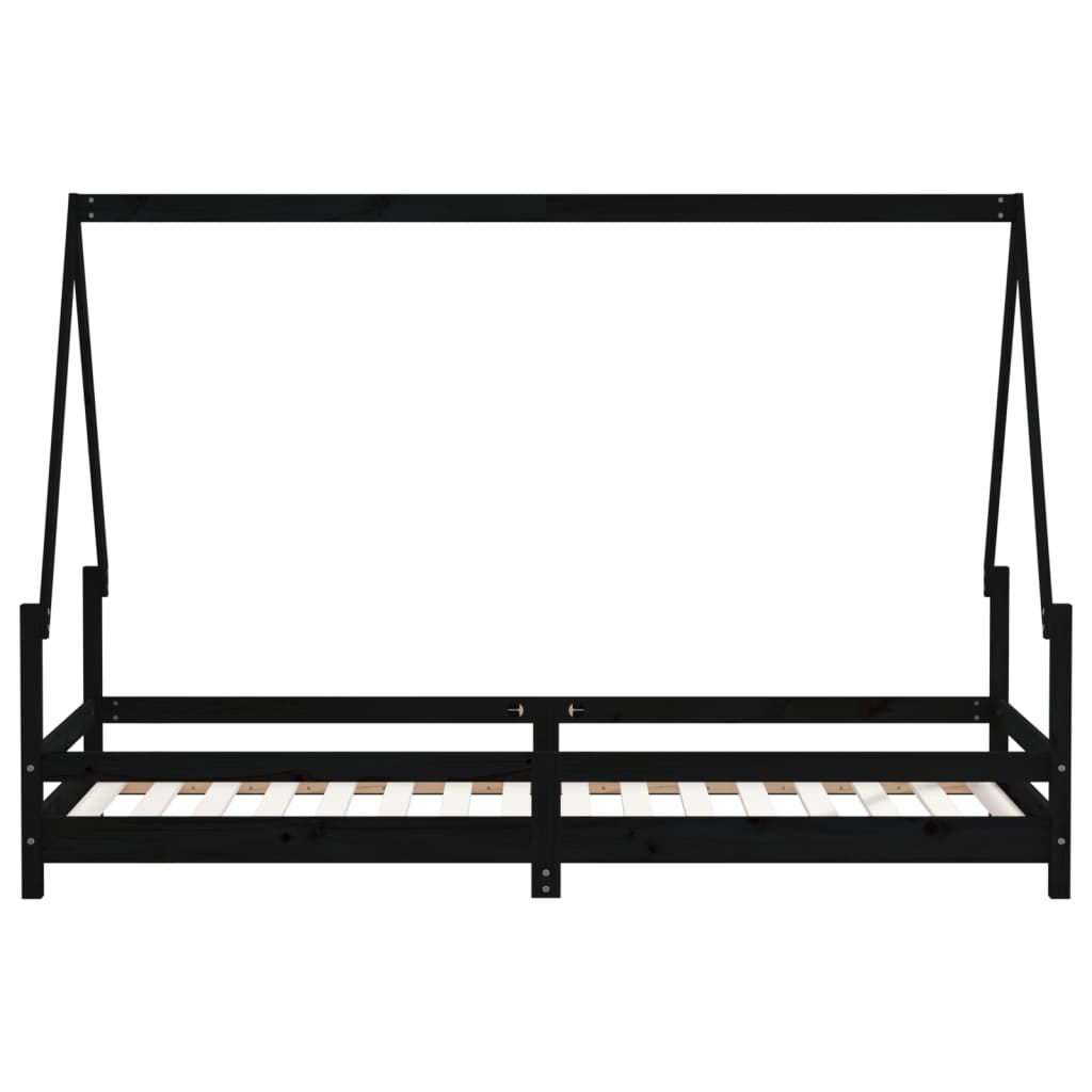 Barnesengeramme svart 90x200 cm heltre furu