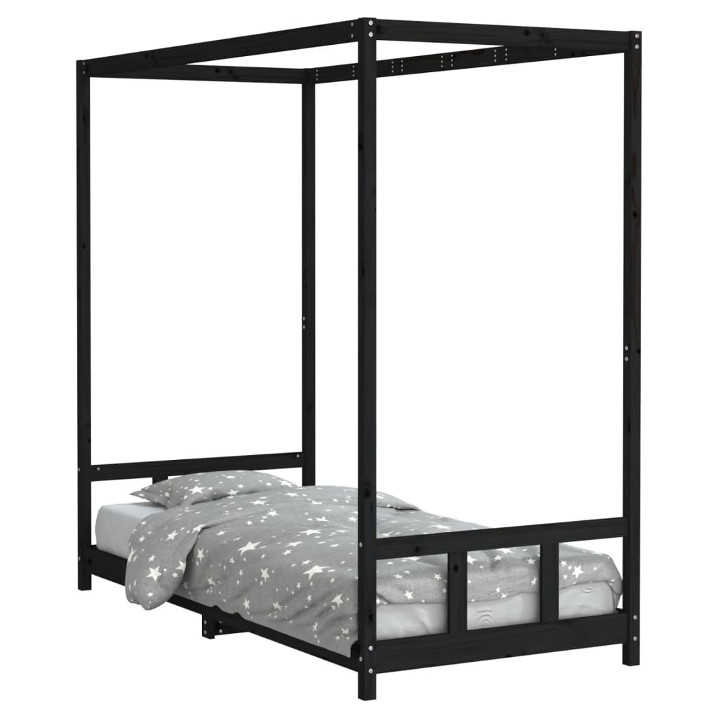 Barnesengeramme svart 90x200 cm heltre furu