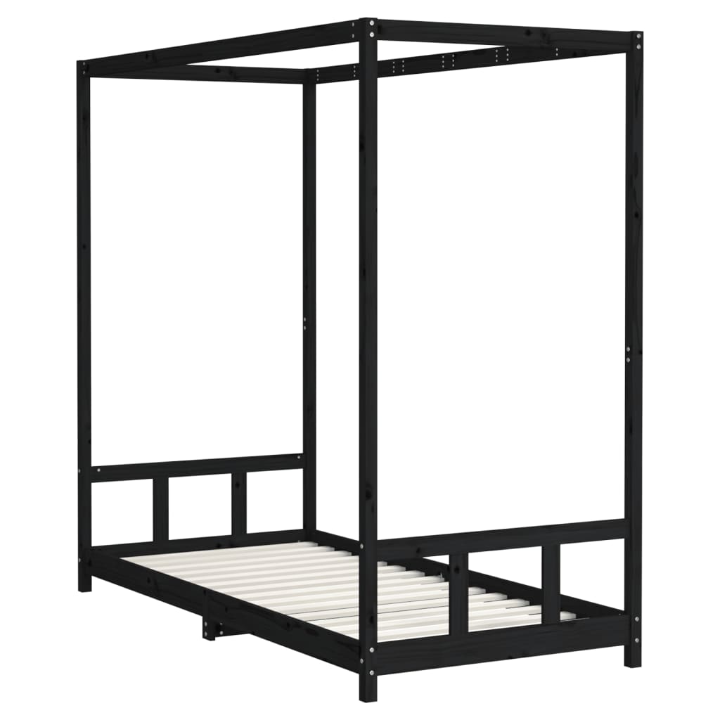 Barnesengeramme svart 90x200 cm heltre furu