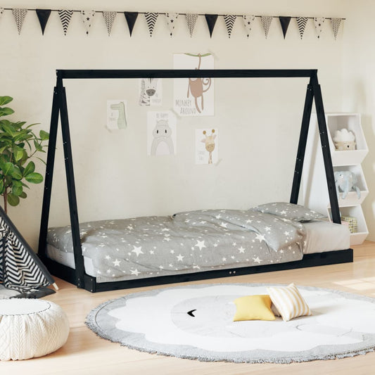 Barnesengeramme svart 90x190 cm heltre furu