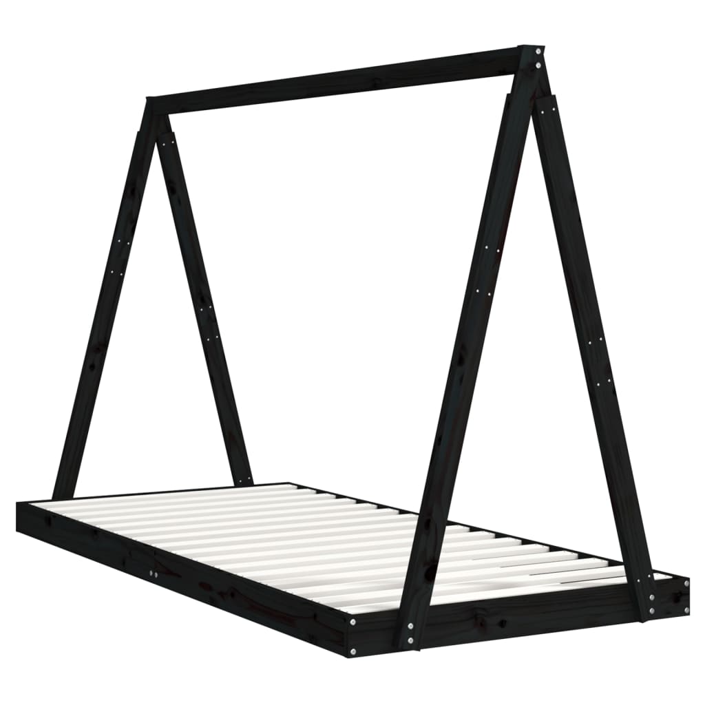 Barnesengeramme svart 90x200 cm heltre furu