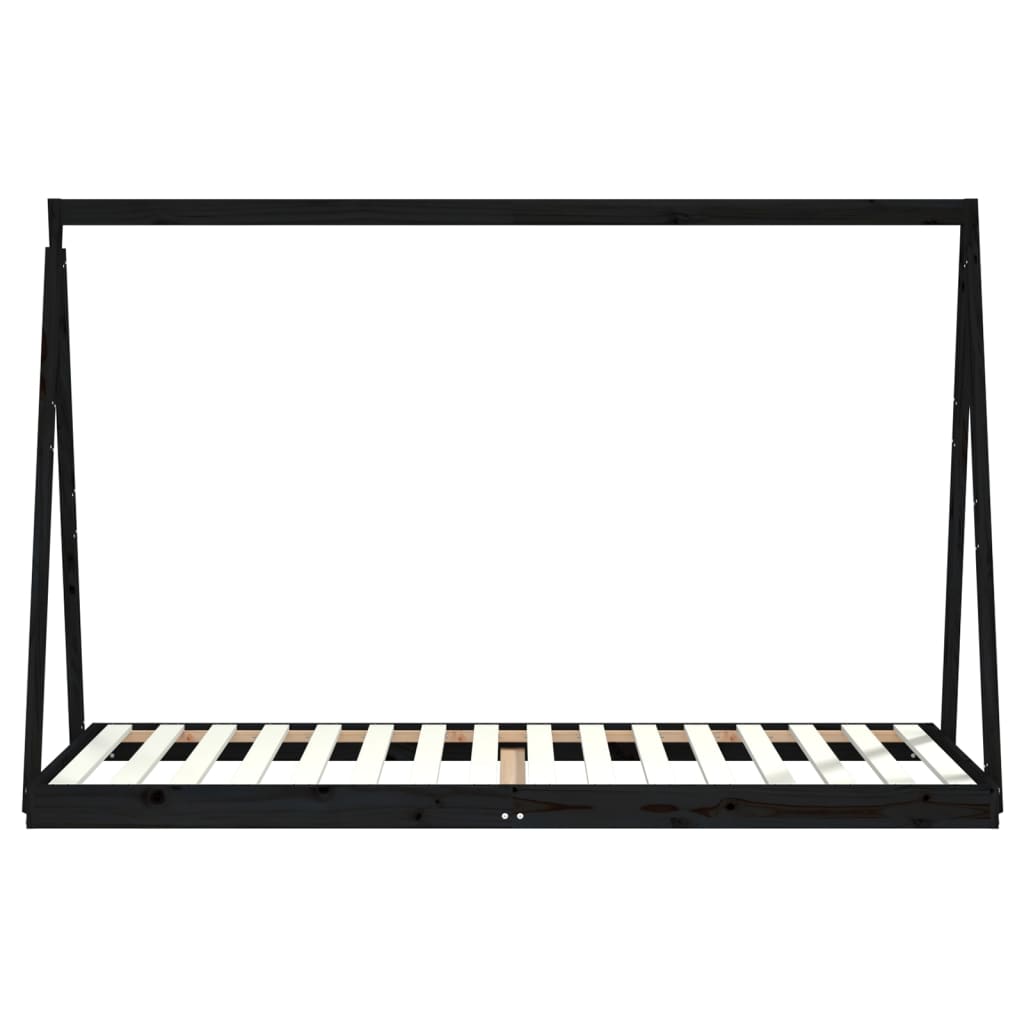 Barnesengeramme svart 90x200 cm heltre furu