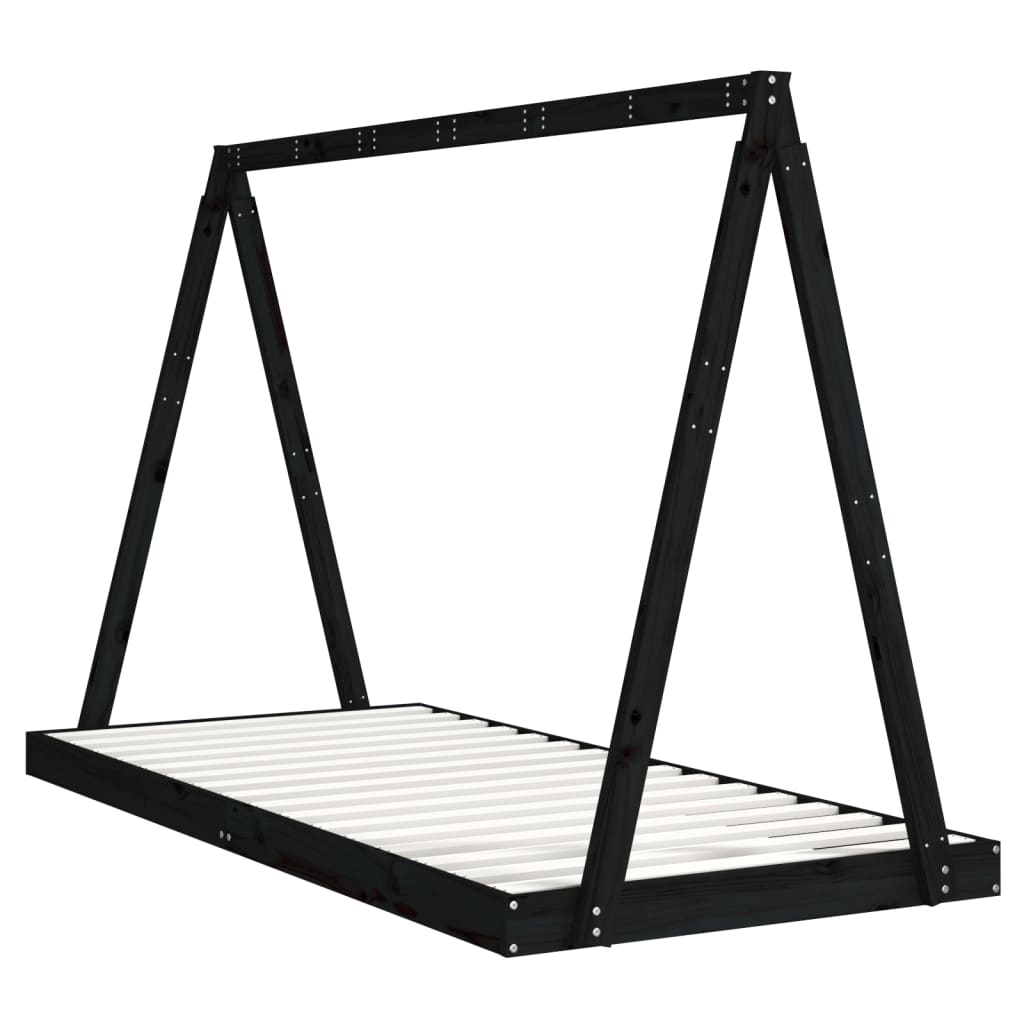Barnesengeramme svart 90x200 cm heltre furu