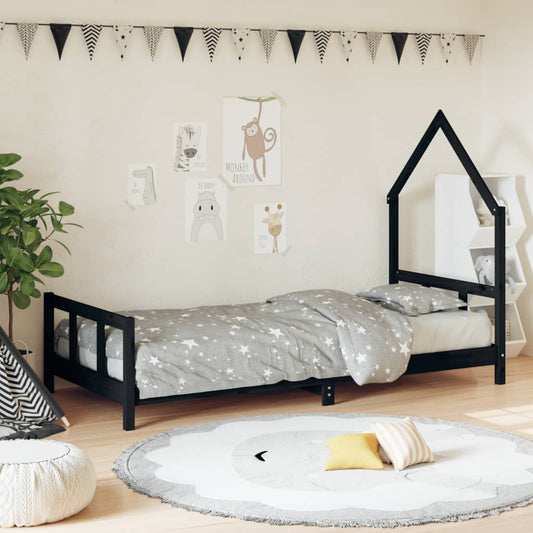 Barnesengeramme svart 90x190 cm heltre furu