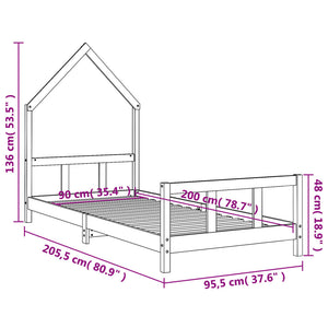 Barnesengeramme 90x200 cm heltre furu