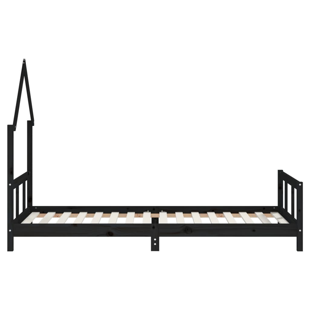 Barnesengeramme svart 90x200 cm heltre furu
