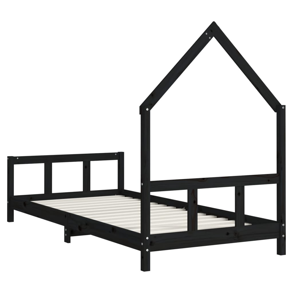 Barnesengeramme svart 90x200 cm heltre furu