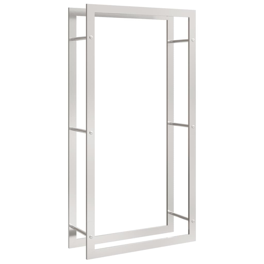 Vedstativ 80x28x154 cm rustfritt stål