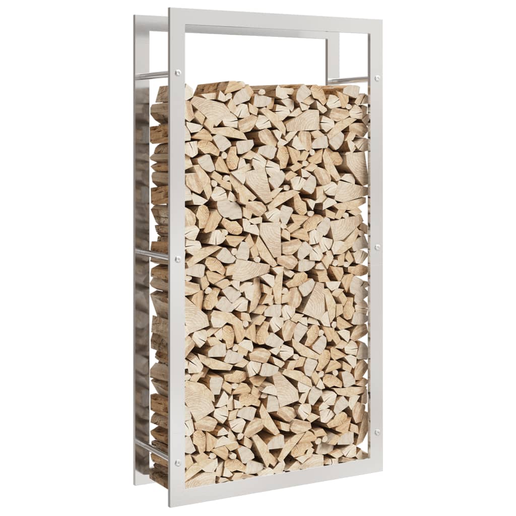 Vedstativ 80x28x154 cm rustfritt stål