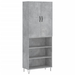 Highboard betonggrå 69,5x34x180 cm konstruert tre
