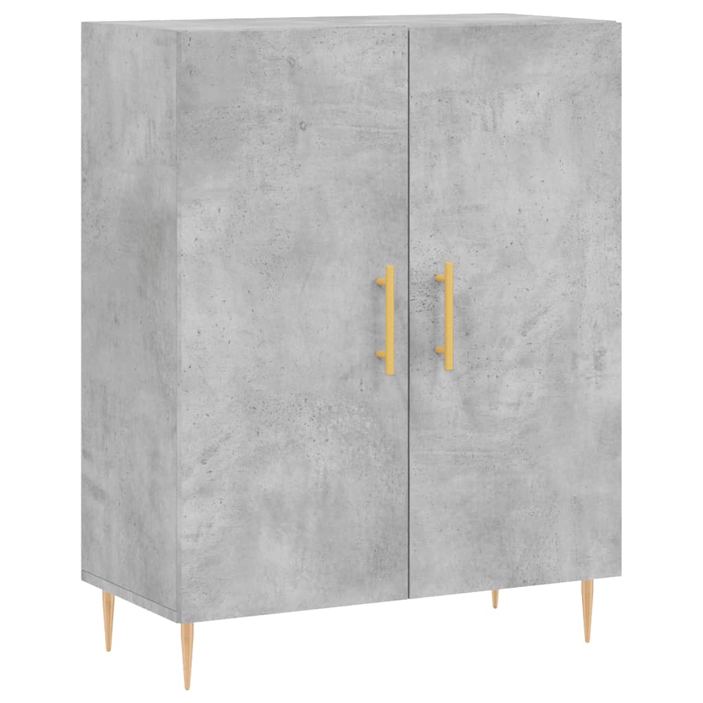 Highboard betonggrå 69,5x34x180 cm konstruert tre