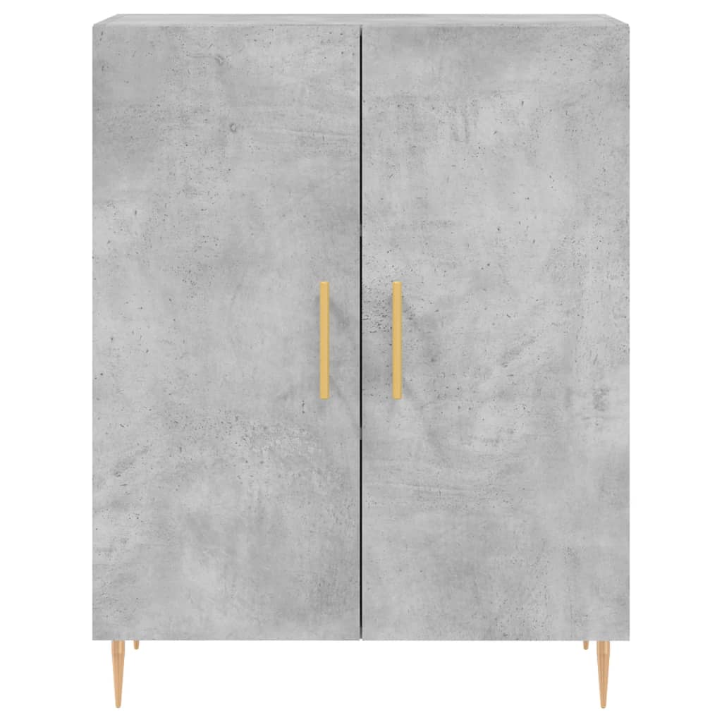 Highboard betonggrå 69,5x34x180 cm konstruert tre