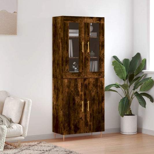 Highboard røkt eik 69,5x34x180 cm konstruert tre