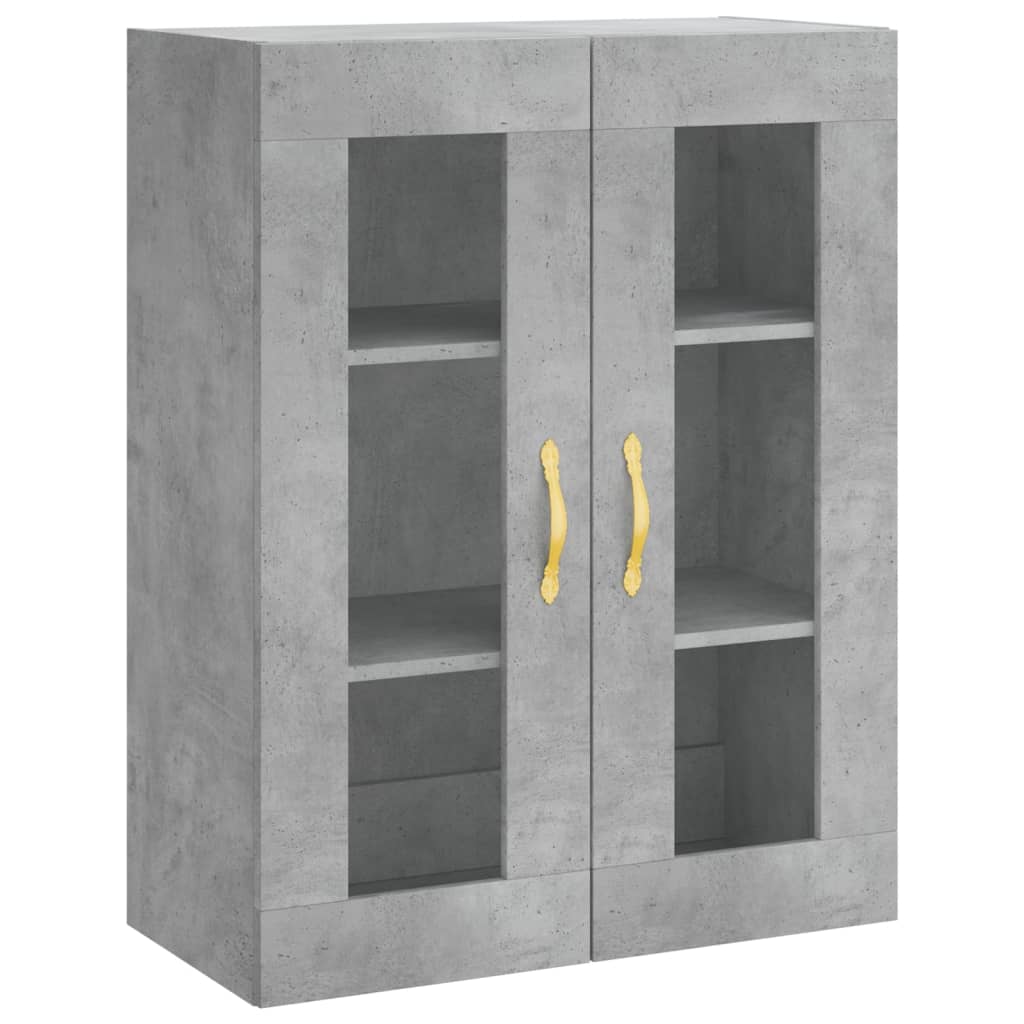 Highboard betonggrå 69,5x34x180 cm konstruert tre