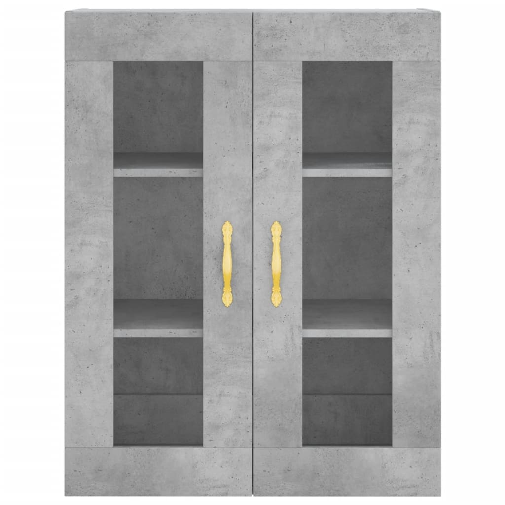 Highboard betonggrå 69,5x34x180 cm konstruert tre