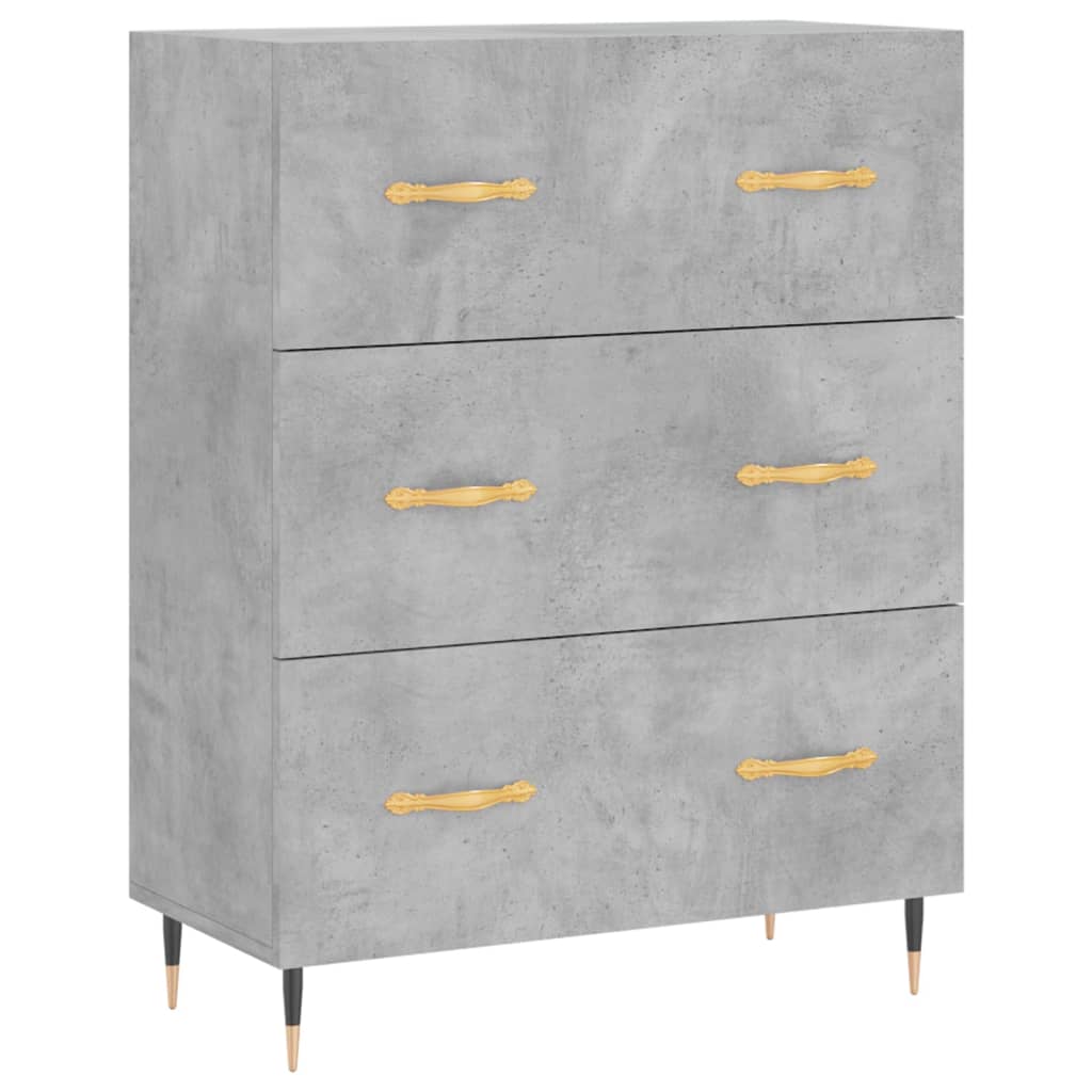Highboard betonggrå 69,5x34x180 cm konstruert tre