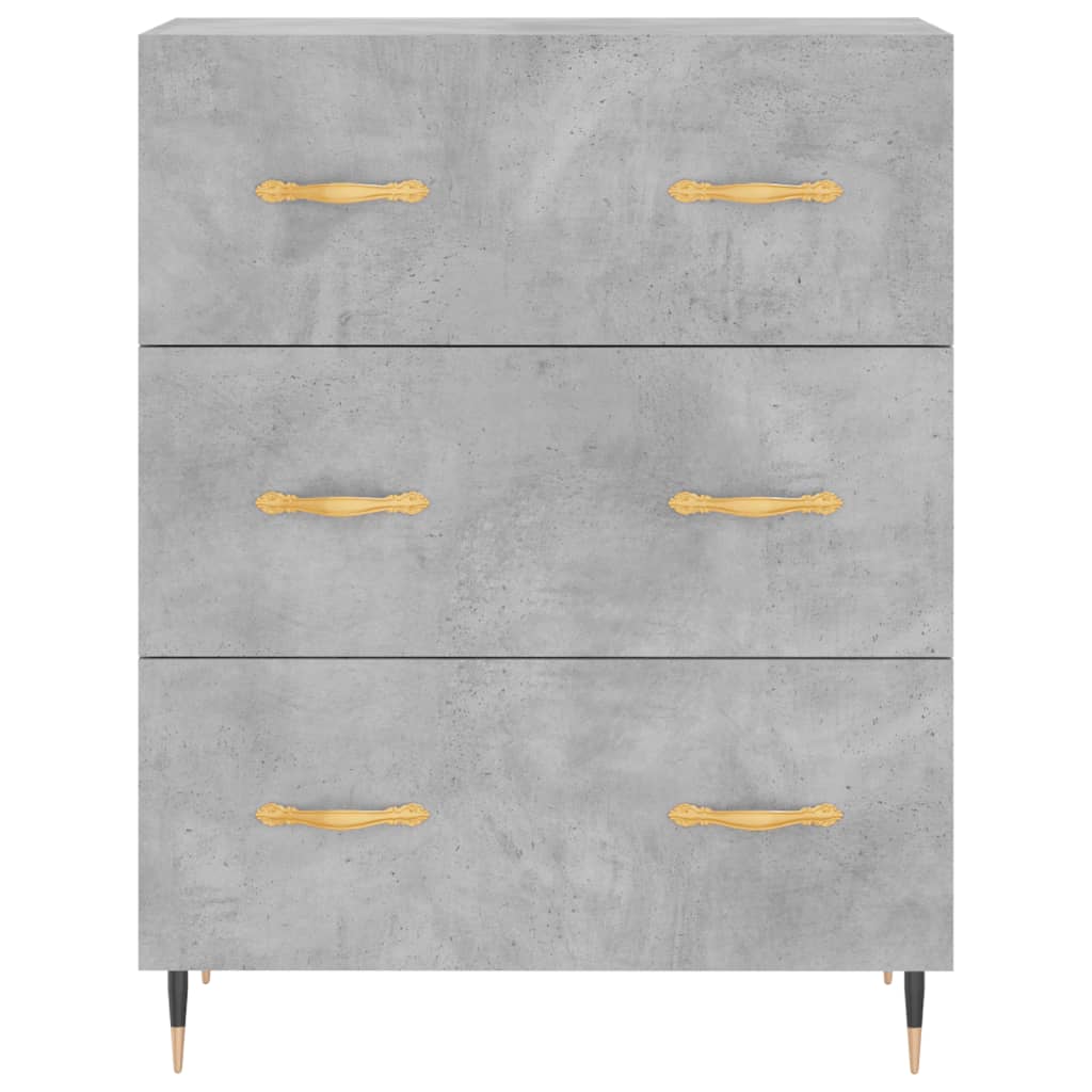 Highboard betonggrå 69,5x34x180 cm konstruert tre