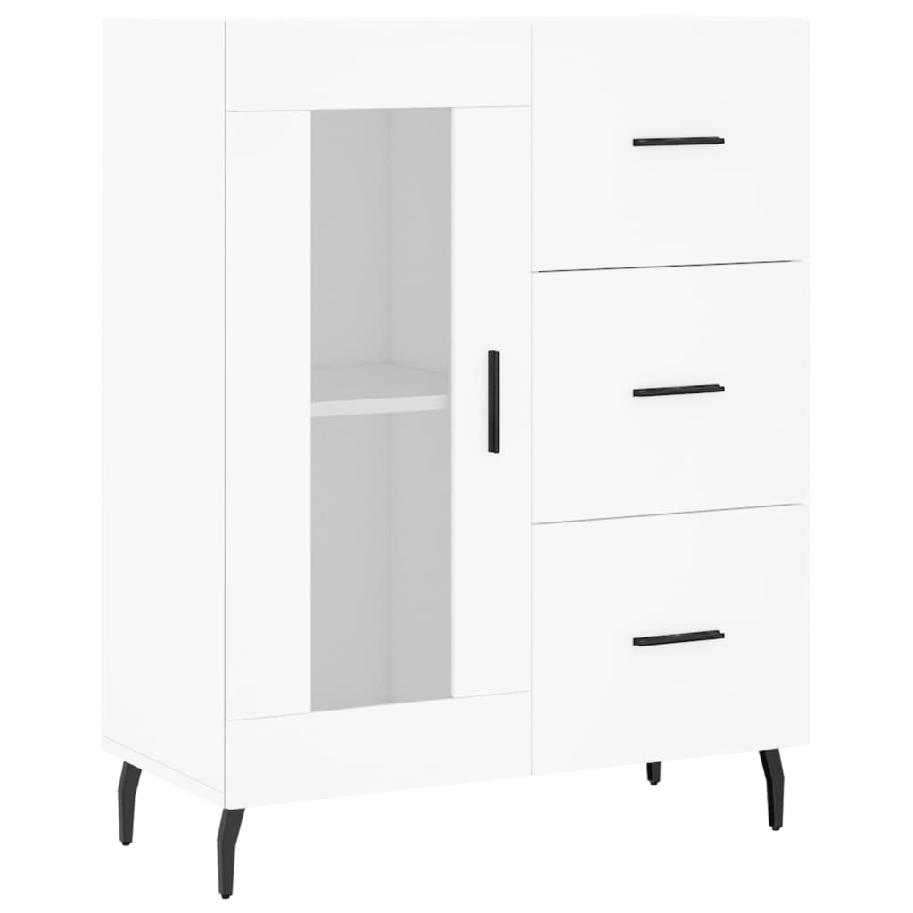 Highboard hvit 69,5x34x180 cm konstruert tre