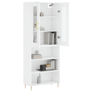 Highboard hvit 69,5x34x180 cm konstruert tre