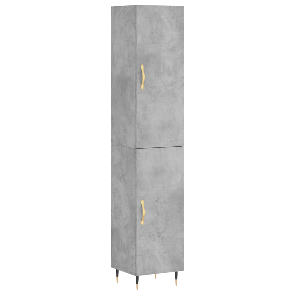 Highboard betonggrå 34,5x34x180 cm konstruert tre