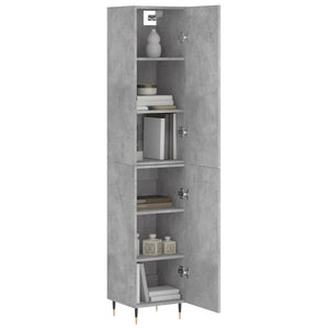 Highboard betonggrå 34,5x34x180 cm konstruert tre