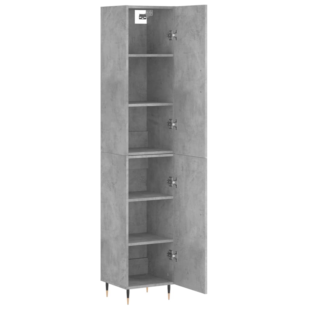 Highboard betonggrå 34,5x34x180 cm konstruert tre