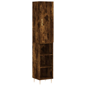 Highboard røkt eik 34,5x34x180 cm konstruert tre