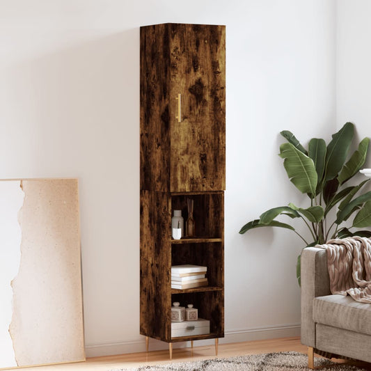 Highboard røkt eik 34,5x34x180 cm konstruert tre
