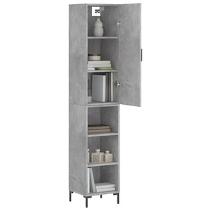Highboard betonggrå 34,5x34x180 cm konstruert tre