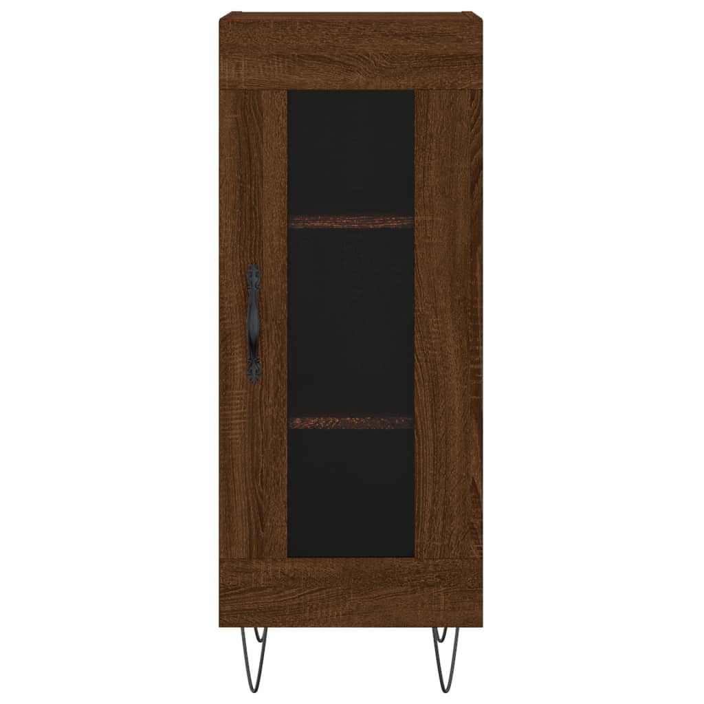Highboard brun eik 34,5x34x180 cm konstruert tre