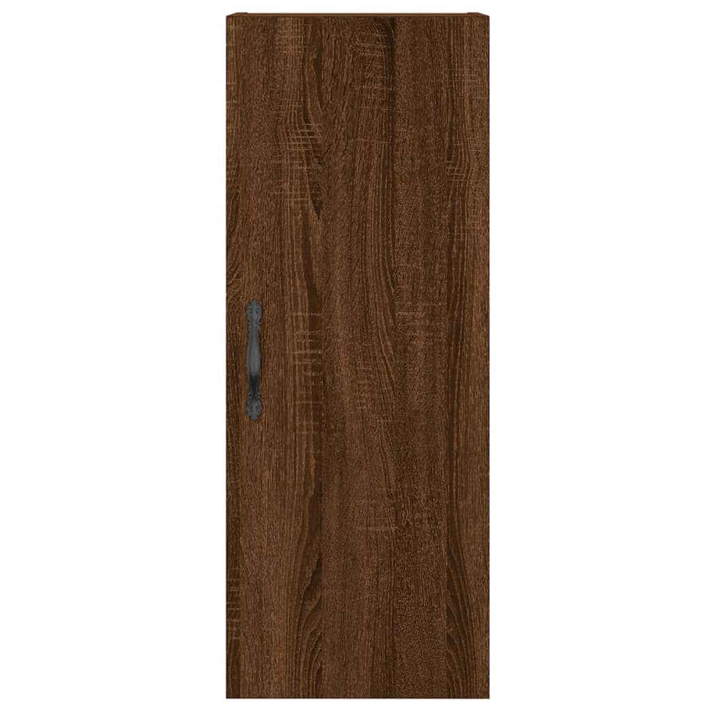 Highboard brun eik 34,5x34x180 cm konstruert tre