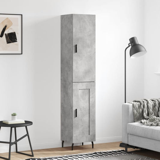 Highboard betonggrå 34,5x34x180 cm konstruert tre