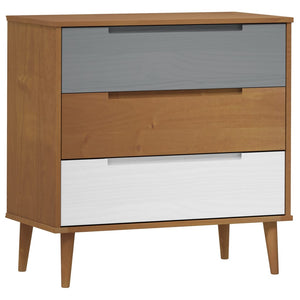 Kommode MOLDE brun 80x40x80 cm heltre furu