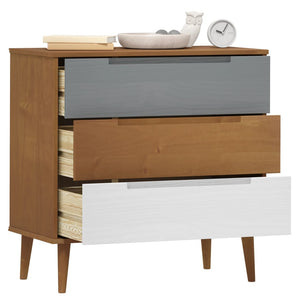 Kommode MOLDE brun 80x40x80 cm heltre furu