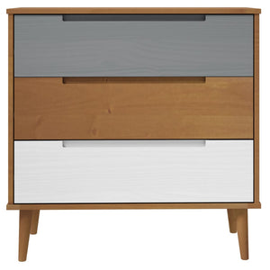 Kommode MOLDE brun 80x40x80 cm heltre furu