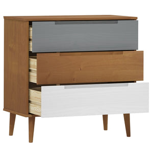 Kommode MOLDE brun 80x40x80 cm heltre furu