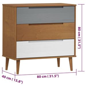 Kommode MOLDE brun 80x40x80 cm heltre furu