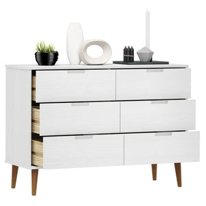 Kommode MOLDE hvit 113x40x80 cm heltre furu