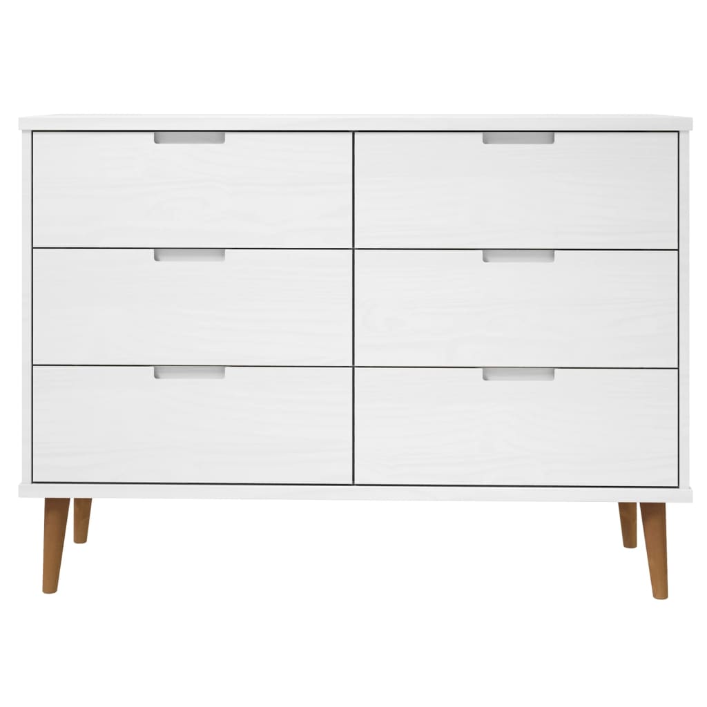 Kommode MOLDE hvit 113x40x80 cm heltre furu