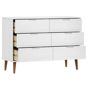 Kommode MOLDE hvit 113x40x80 cm heltre furu