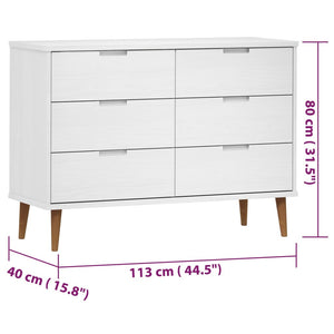 Kommode MOLDE hvit 113x40x80 cm heltre furu