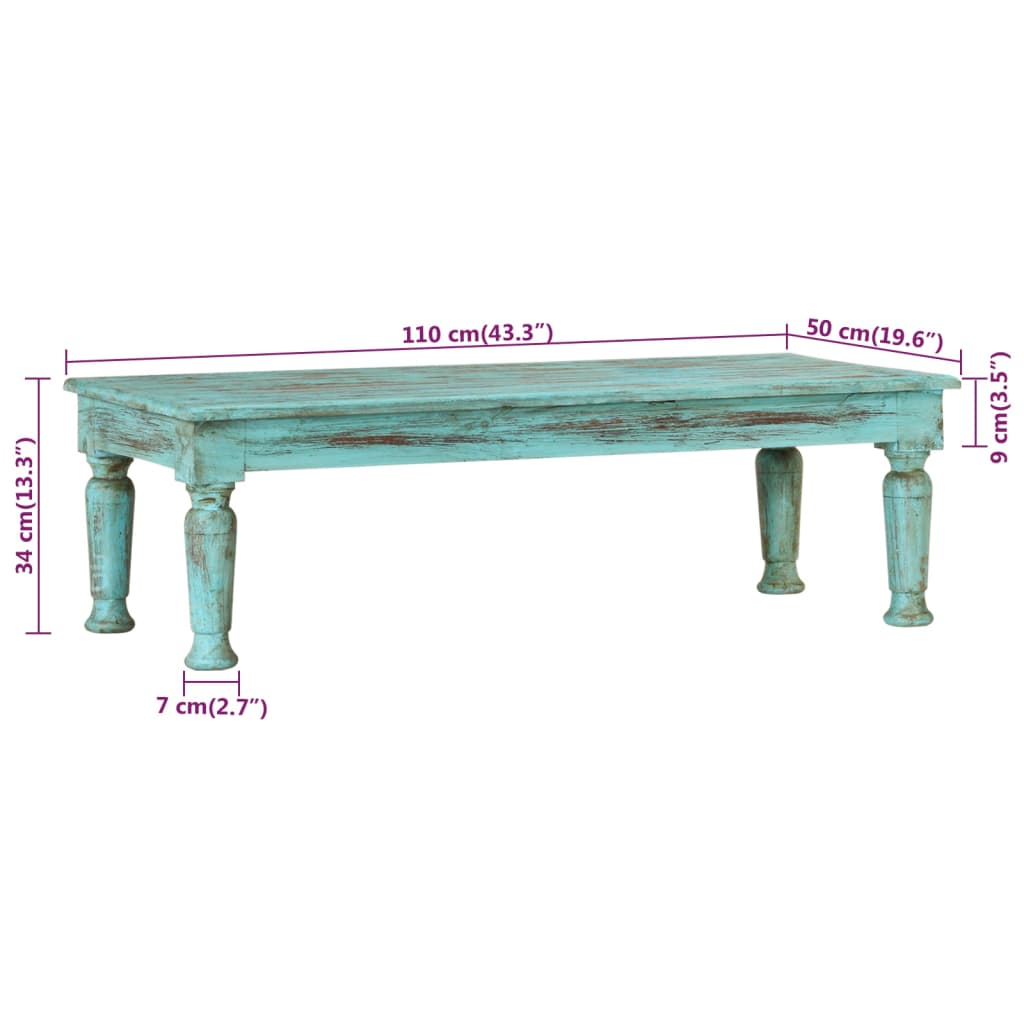 Salongbord 110x50x34 cm gjenvunnet heltre
