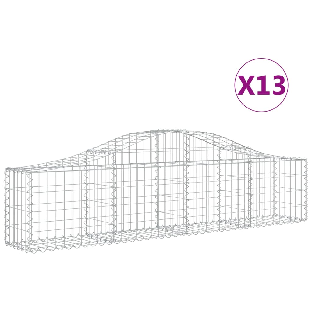 Gabionkurver buede 13 stk 200x30x40/60 cm galvanisert jern