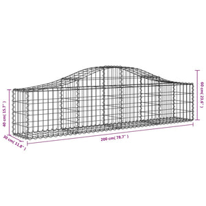 Gabionkurver buede 13 stk 200x30x40/60 cm galvanisert jern