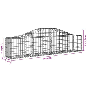 Gabionkurver buede 15 stk 200x30x40/60 cm galvanisert jern