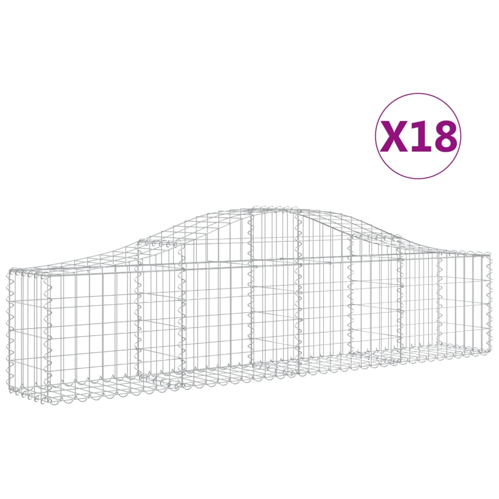 Gabionkurver buede 18 stk 200x30x40/60 cm galvanisert jern