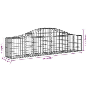 Gabionkurver buede 18 stk 200x30x40/60 cm galvanisert jern