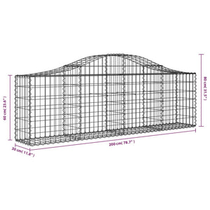 Gabion baskets curved 8 pcs 200x30x60/80 cm galvanized iron